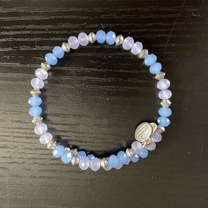 Alex and Ani silver tone blue light lavender bead bracelet wrap